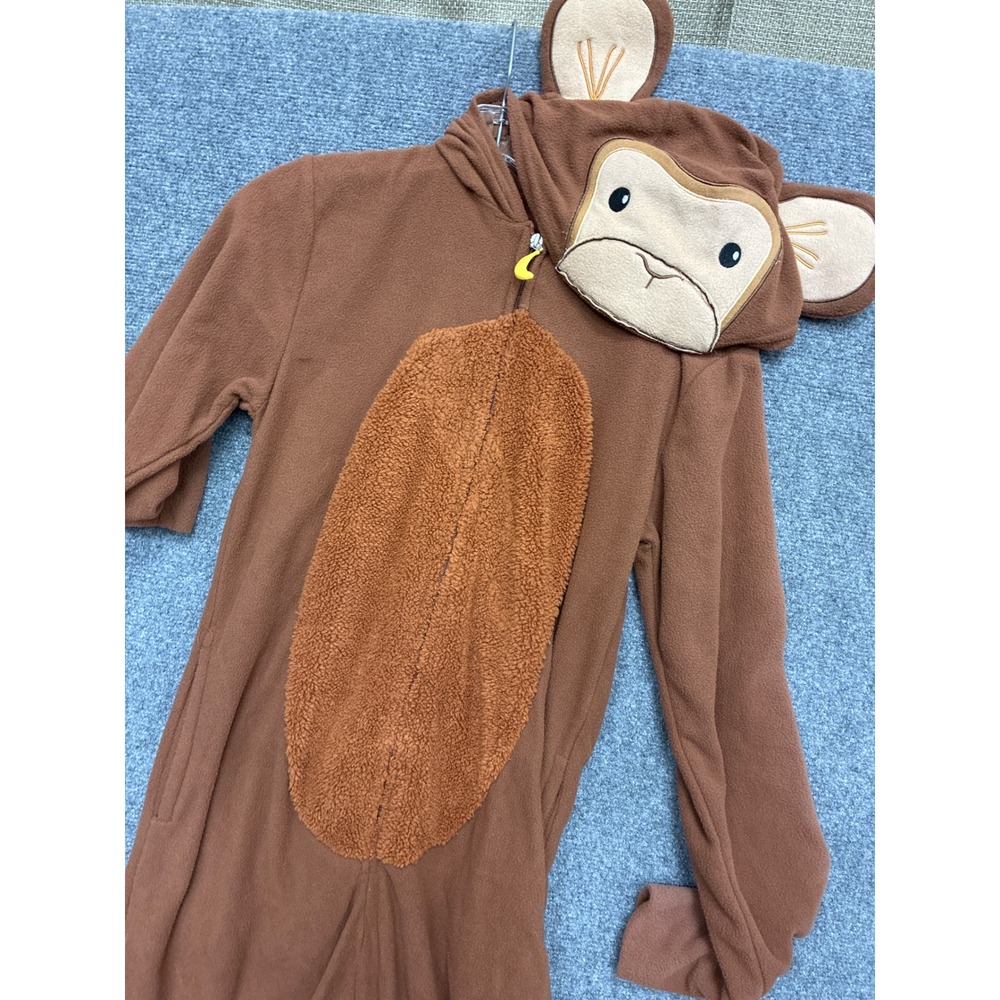 Costume Halloween Monkey Fleece Pajamas Hoodie Brown Small Banana Zip